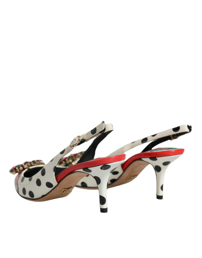 حذاء دولتشي آند غابانا متعدد الألوان من الجلد بكعب كريستالي مفتوح من الخلف