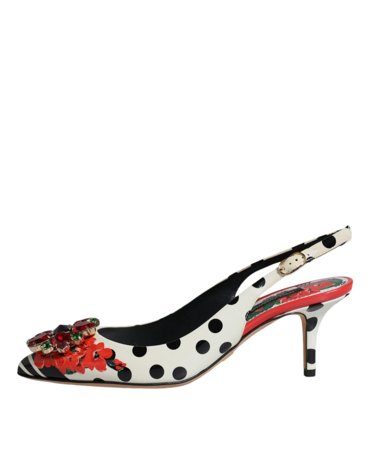 حذاء دولتشي آند غابانا متعدد الألوان من الجلد بكعب كريستالي مفتوح من الخلف