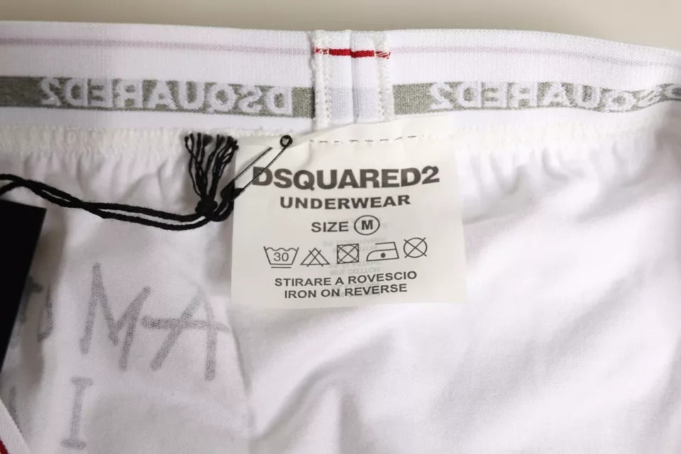 ملابس داخلية نسائية من القطن الأبيض المرن من Dsquared² بخصر متوسط