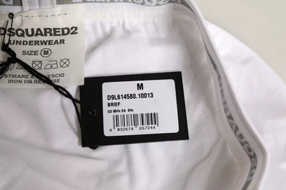 ملابس داخلية نسائية من القطن الأبيض المرن من Dsquared² بخصر متوسط