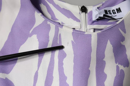 MSGM – Maxikleid aus Viskose mit kurzen Ärmeln, weiß/lila