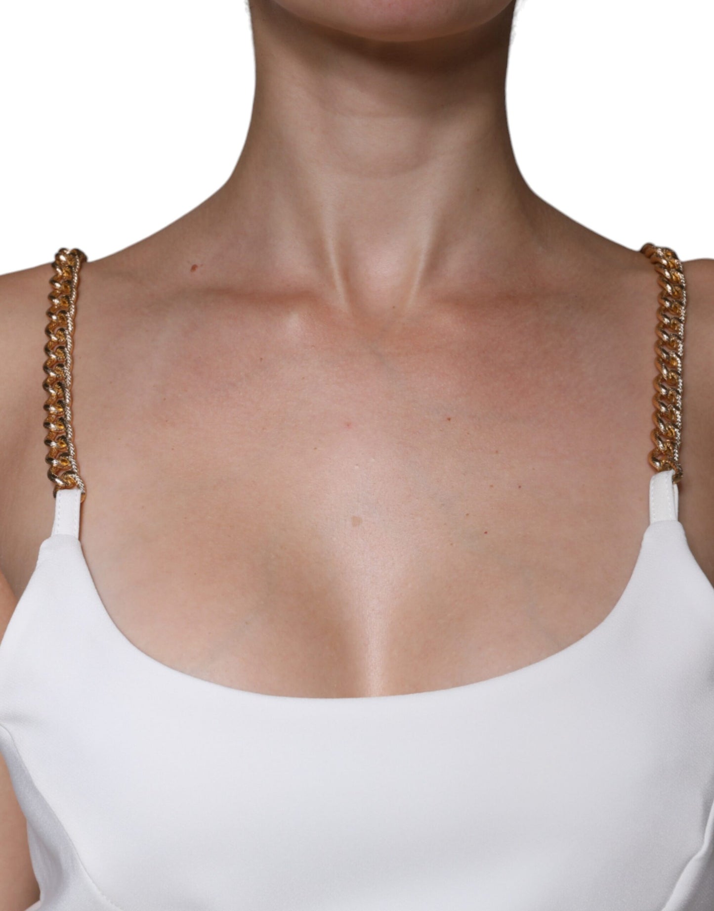 Elisabetta Franchi – Weißes, ärmelloses, figurbetontes Minikleid