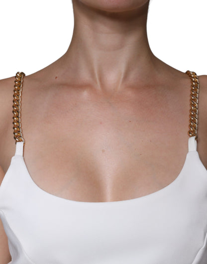Elisabetta Franchi – Weißes, ärmelloses, figurbetontes Minikleid