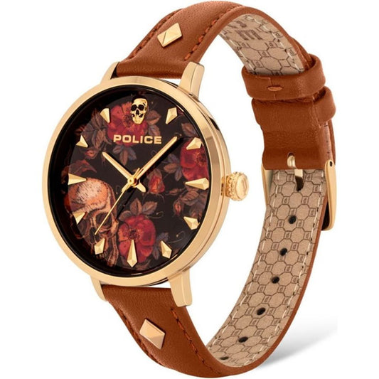 Polizei Braunes Lederarmbanduhr