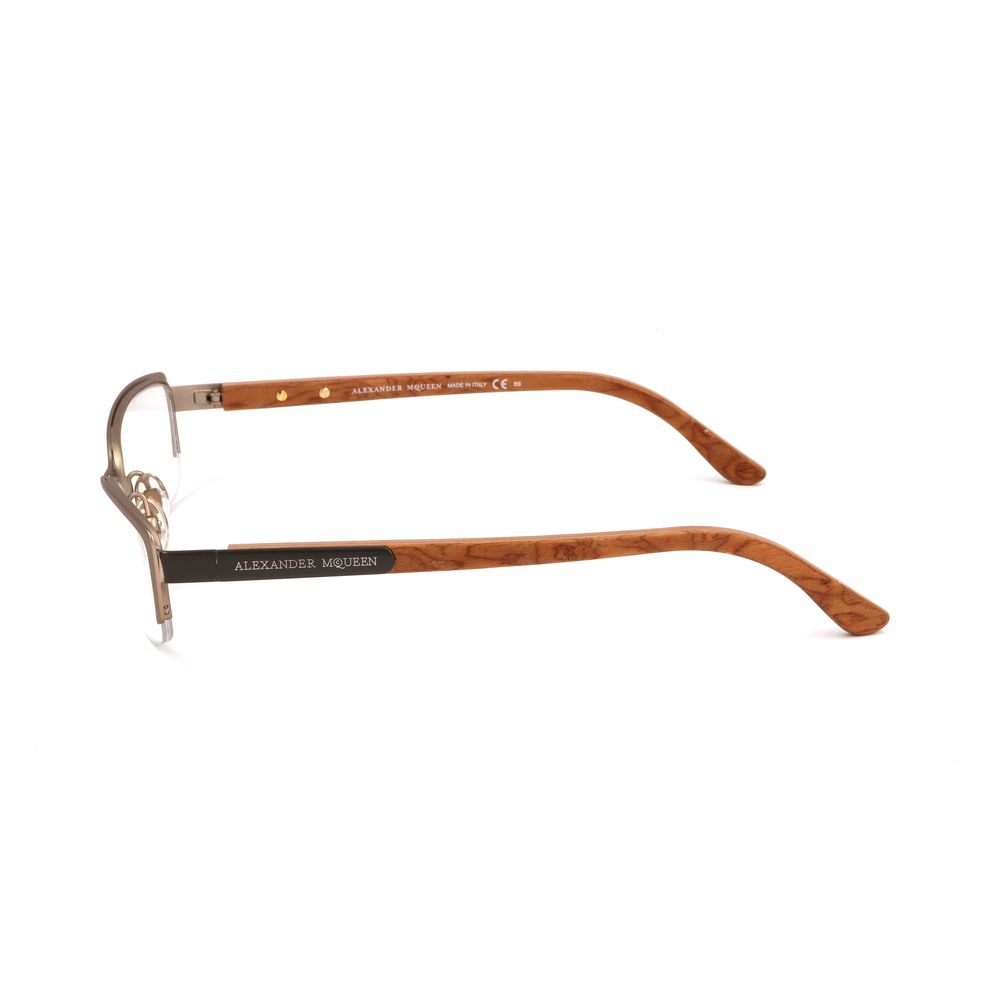 Alexander McQueen Braune Metallbrille (Gestell)