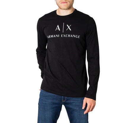 Armani Exchange – Schwarzes Langarmshirt aus Baumwolle
