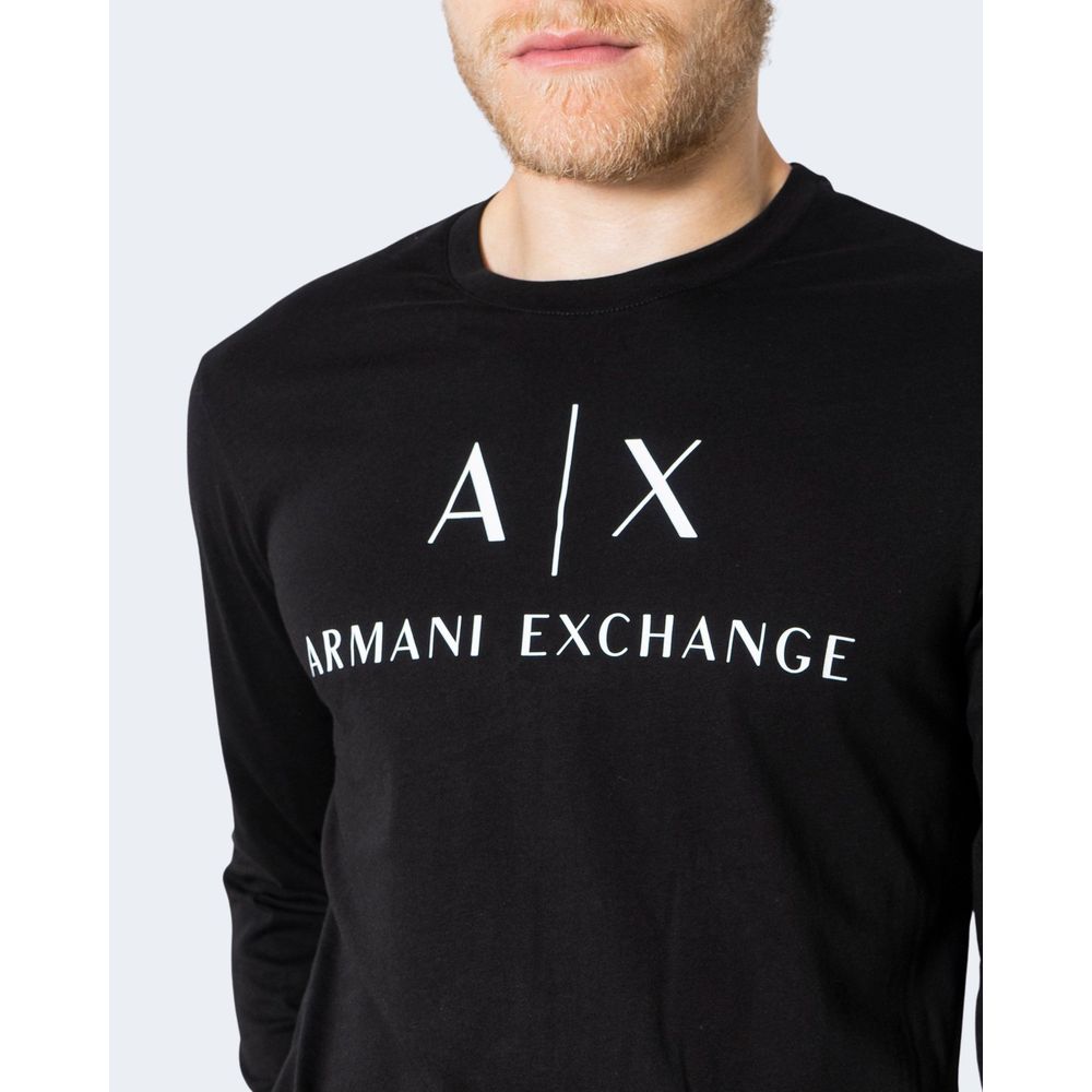 Armani Exchange – Schwarzes Langarmshirt aus Baumwolle