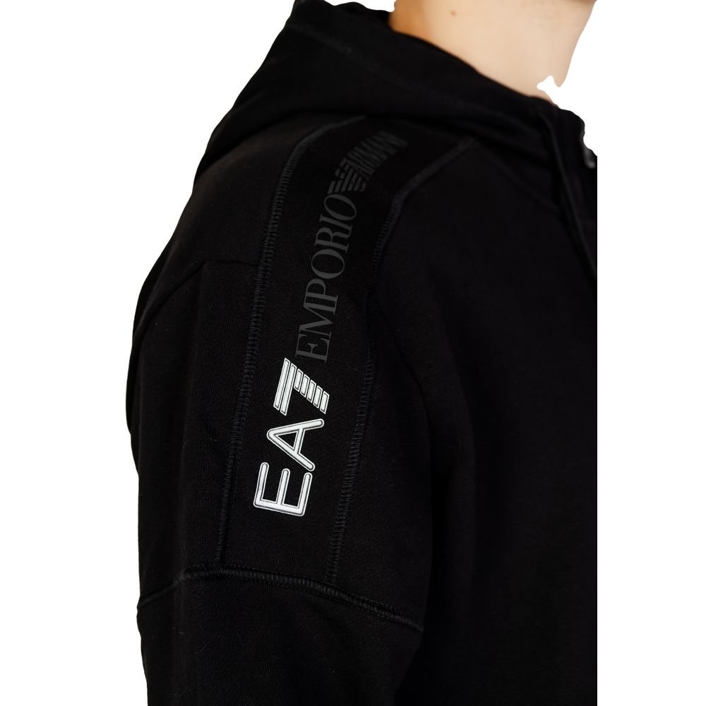EA7 Emporio Armani – Schwarzer Kapuzenpullover aus Baumwolle