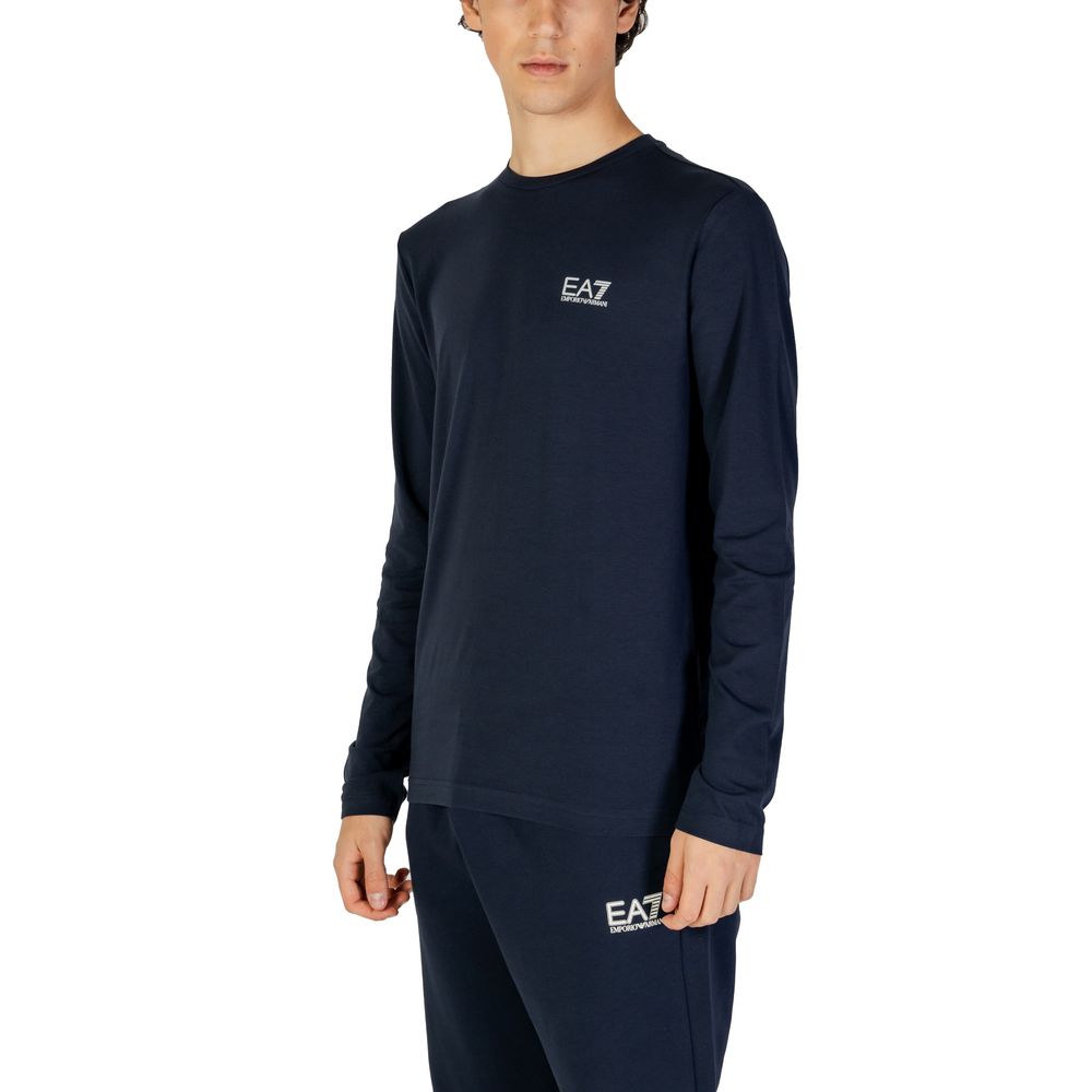 EA7 Emporio Armani – Langarmshirt aus blauer Baumwolle