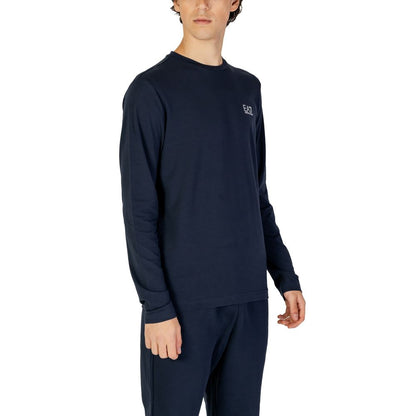 EA7 Emporio Armani – Langarmshirt aus blauer Baumwolle