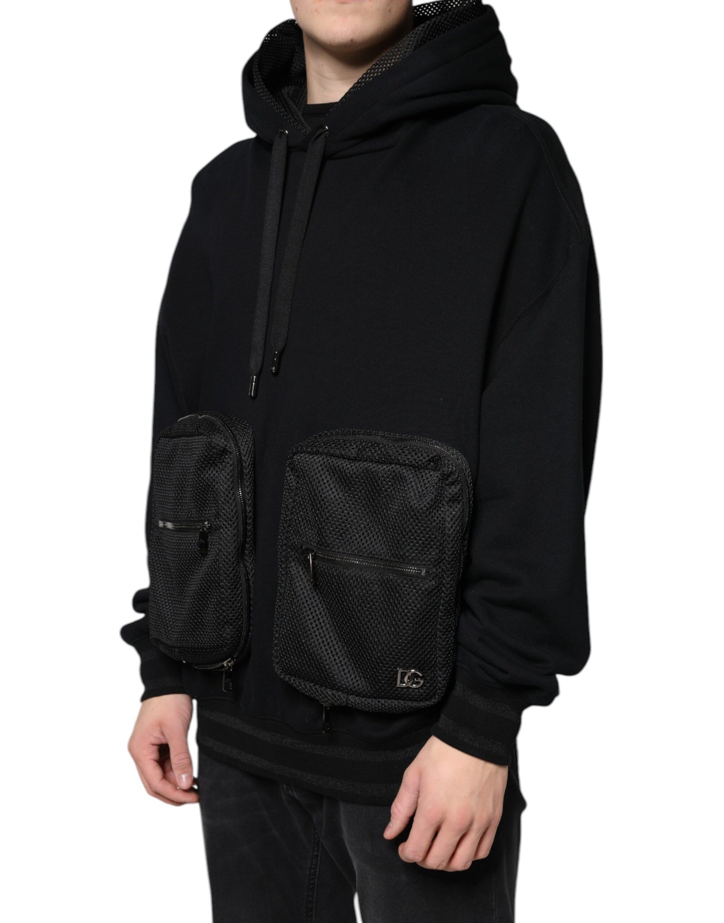 Dolce &amp; Gabbana Schwarzer Kapuzenpullover Herren Sweatshirt Pullover