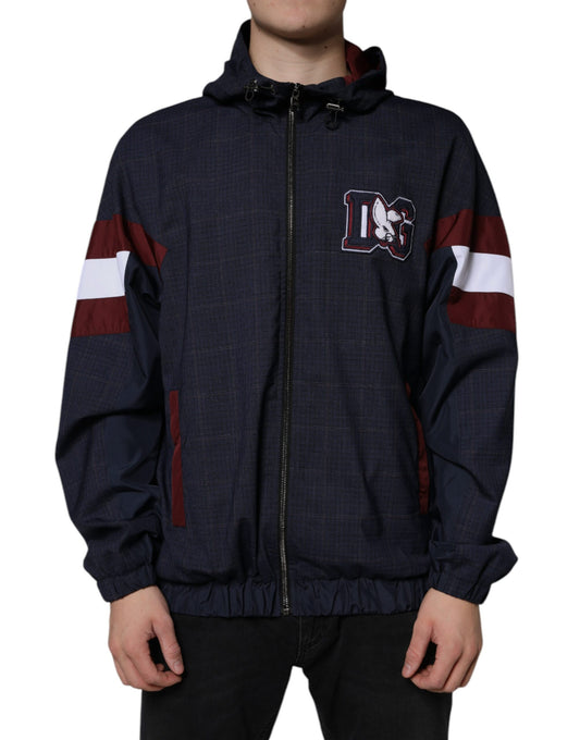 Dolce & Gabbana – Blaue Bomberjacke mit durchgehendem Reißverschluss und Kapuze für Herren