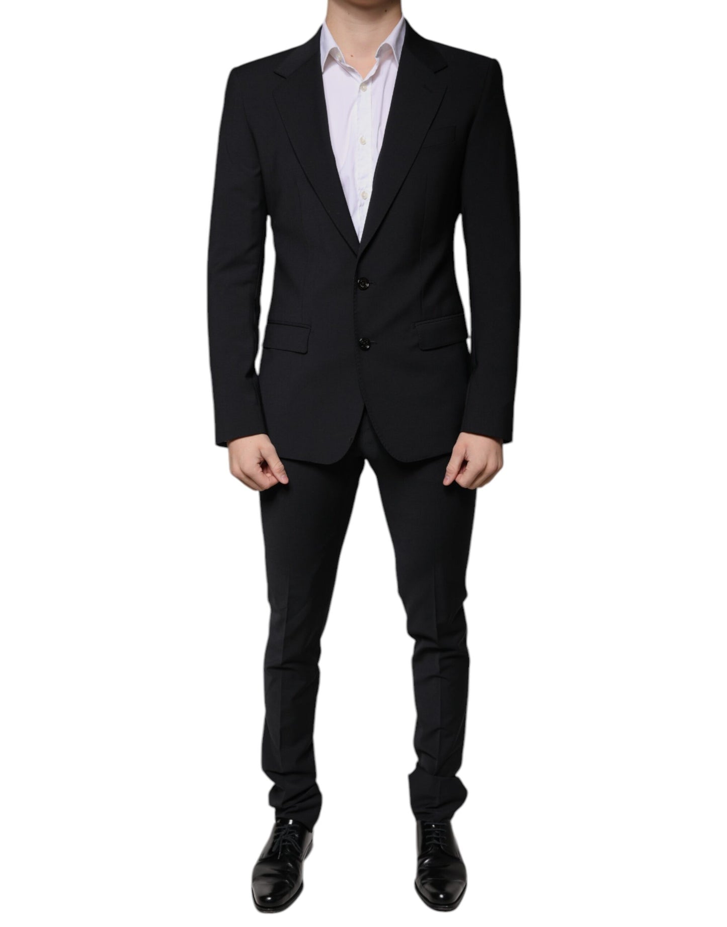 Dolce &amp; Gabbana – Dreiteiliger, formeller Herrenanzug aus schwarzer Wolle im Slim Fit