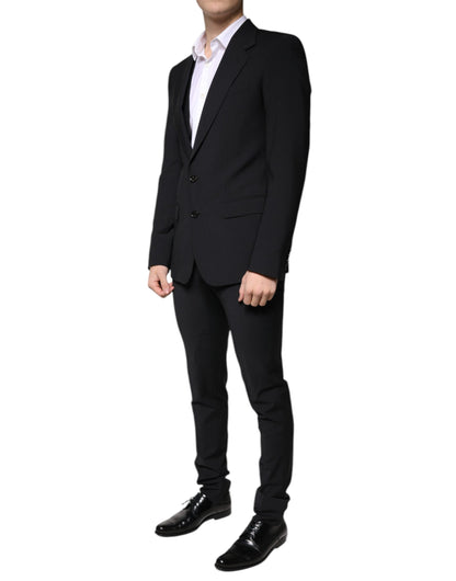 Dolce &amp; Gabbana – Dreiteiliger, formeller Herrenanzug aus schwarzer Wolle im Slim Fit
