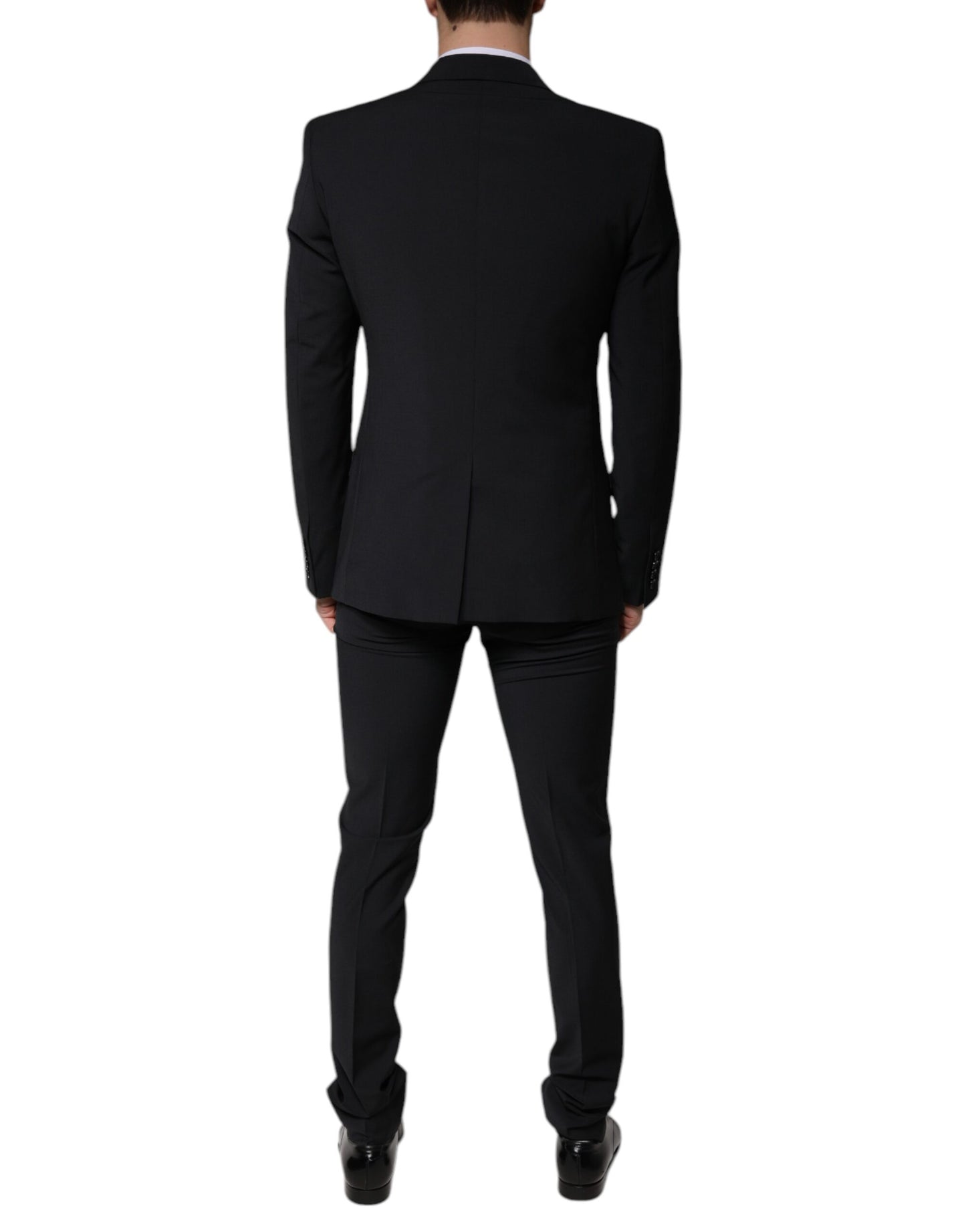 Dolce &amp; Gabbana – Dreiteiliger, formeller Herrenanzug aus schwarzer Wolle im Slim Fit