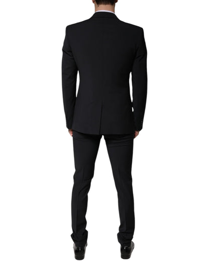 Dolce &amp; Gabbana – Dreiteiliger, formeller Herrenanzug aus schwarzer Wolle im Slim Fit