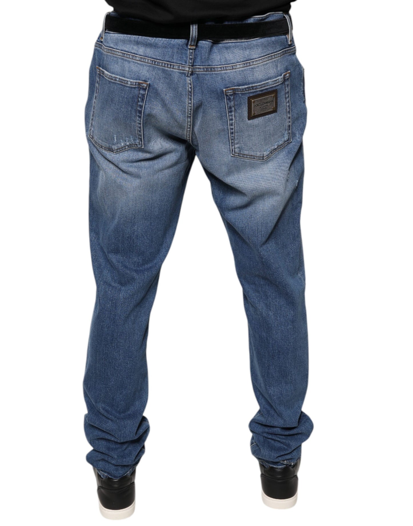 Dolce &amp; Gabbana Blaue verwaschene Stretch-Jeans aus Baumwolle für Herren