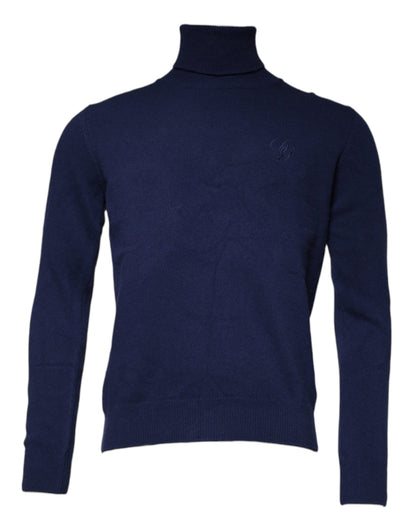 Dolce &amp; Gabbana, blauer Rollkragenpullover aus Wollstrick