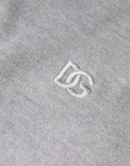 Dolce &amp; Gabbana Hellgrauer Pullover aus Wolle mit Rundhalsausschnitt