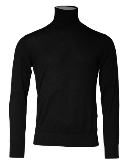 Dolce &amp; Gabbana – Schwarzer Pullover mit Rollkragen und langen Ärmeln