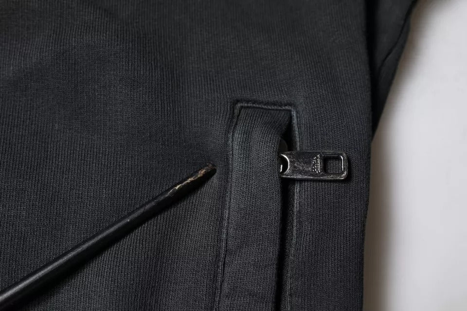 سترة دولتشي آند غابانا سوداء بغطاء رأس وسحاب كامل