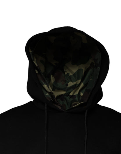 Dolce &amp; Gabbana – Schwarzes Sweatshirt mit Kapuze aus Baumwolle mit Tasche