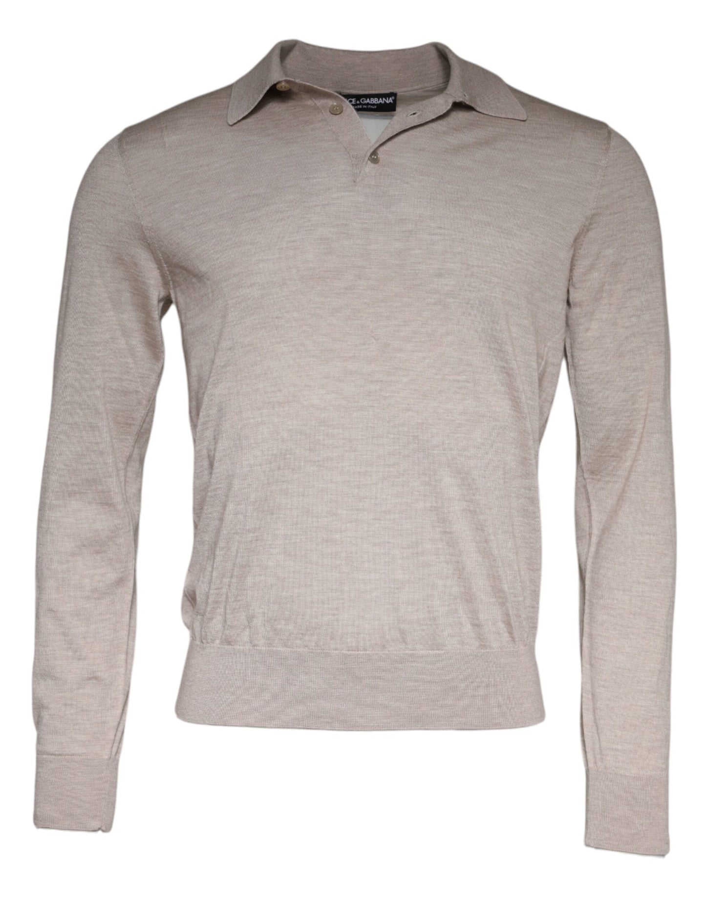 Dolce &amp; Gabbana Beige Kaschmir-Strickpullover mit Kragen