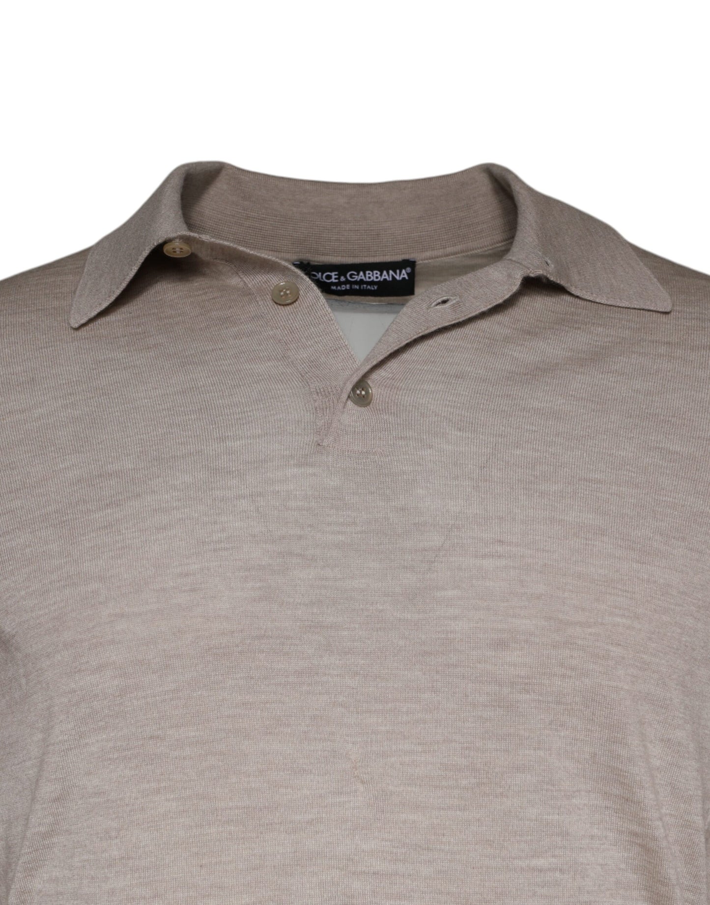 Dolce &amp; Gabbana Beige Kaschmir-Strickpullover mit Kragen