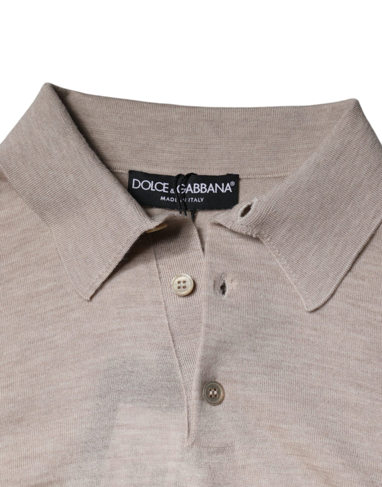 Dolce &amp; Gabbana Beige Kaschmir-Strickpullover mit Kragen