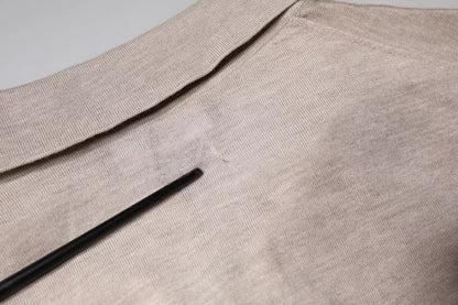 Dolce &amp; Gabbana Beige Kaschmir-Strickpullover mit Kragen