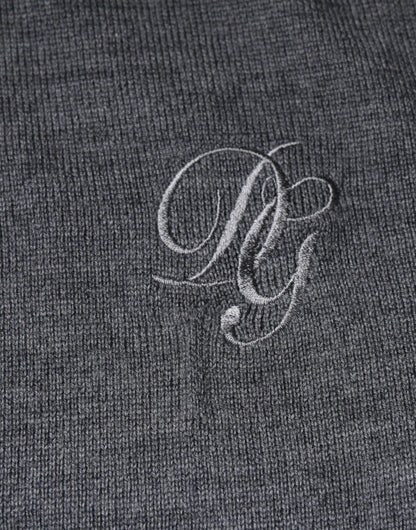 Dolce &amp; Gabbana Pullover aus dunkelgrauer Wolle mit Rundhalsausschnitt