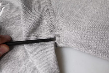 Dolce &amp; Gabbana Hellgrauer Pullover aus Wolle mit Rundhalsausschnitt