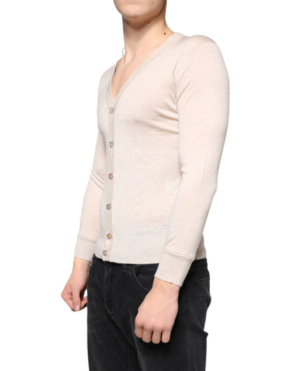 Dolce &amp; Gabbana Beige Kaschmir-Cardigan mit Knopfleiste