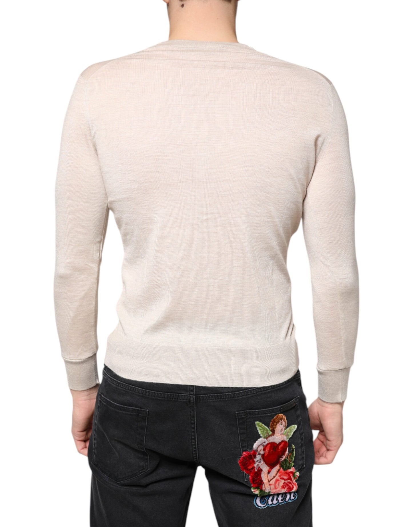 Dolce &amp; Gabbana Beige Kaschmir-Cardigan mit Knopfleiste