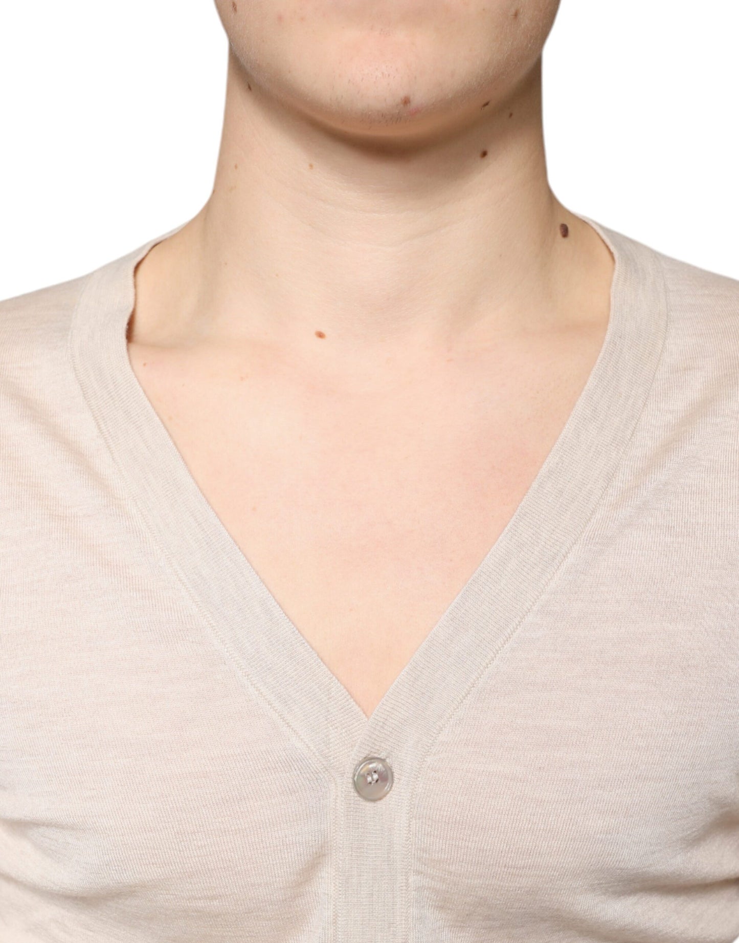 Dolce &amp; Gabbana Beige Kaschmir-Cardigan mit Knopfleiste