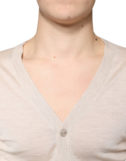 Dolce &amp; Gabbana Beige Kaschmir-Cardigan mit Knopfleiste