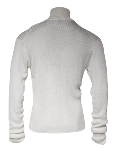 Dolce &amp; Gabbana Weißer Langarm-Rollkragenpullover für Herren