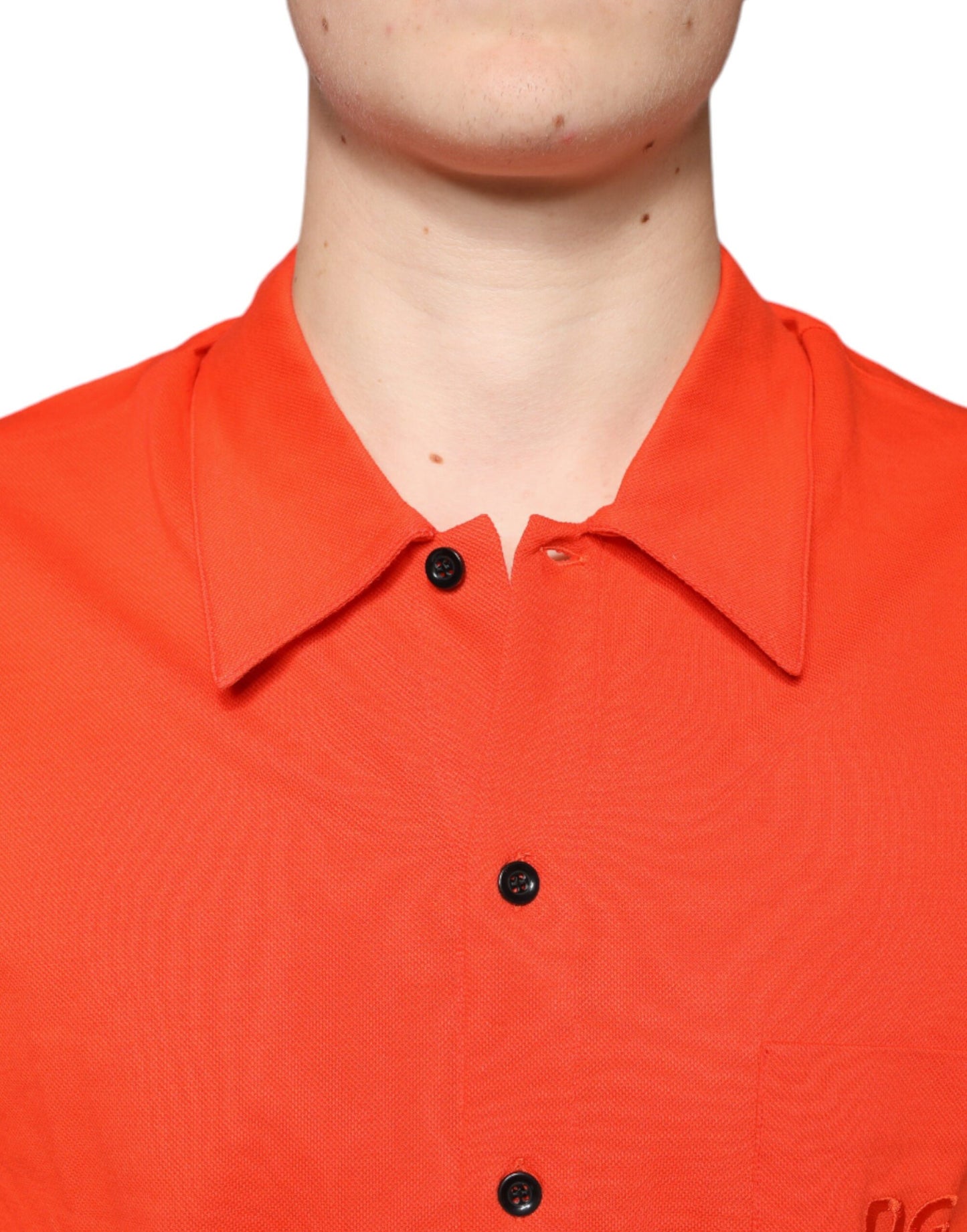 Dolce &amp; Gabbana – Orangefarbenes, lässiges Poloshirt aus Baumwolle mit Knopfleiste