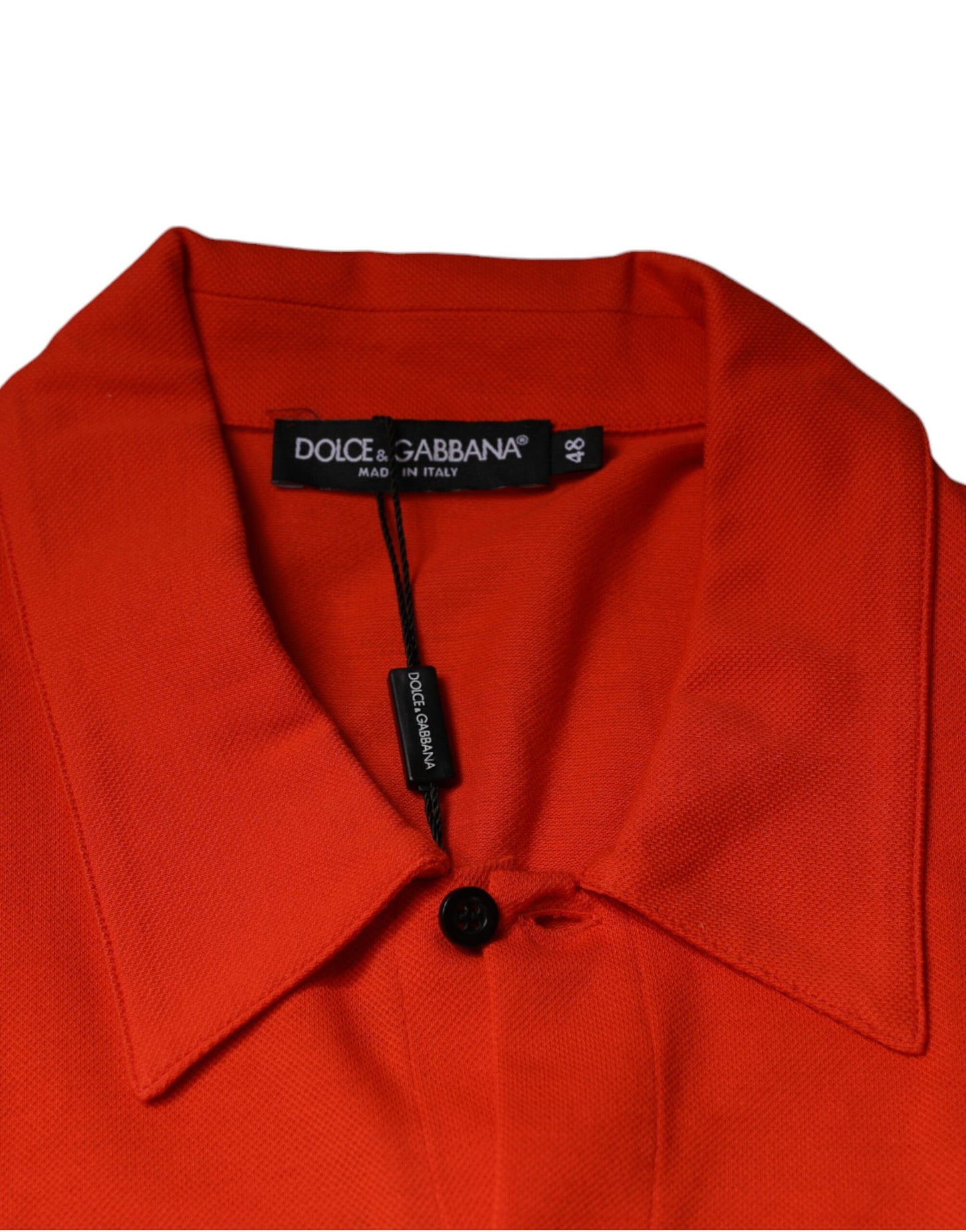 Dolce &amp; Gabbana – Orangefarbenes, lässiges Poloshirt aus Baumwolle mit Knopfleiste
