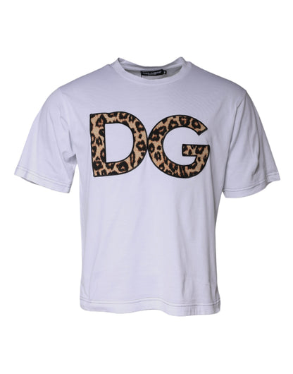 Dolce &amp; Gabbana – Weißes T-Shirt aus Baumwolle mit kurzen Ärmeln und DG-Logo