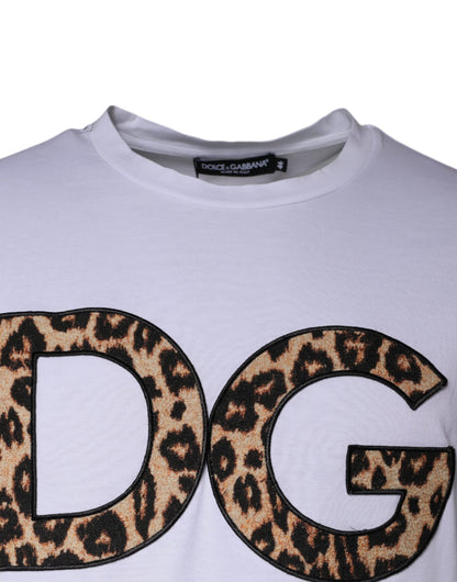 Dolce &amp; Gabbana – Weißes T-Shirt aus Baumwolle mit kurzen Ärmeln und DG-Logo