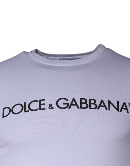Dolce &amp; Gabbana – Weißes Baumwoll-T-Shirt mit Rundhalsausschnitt und Logo-Print