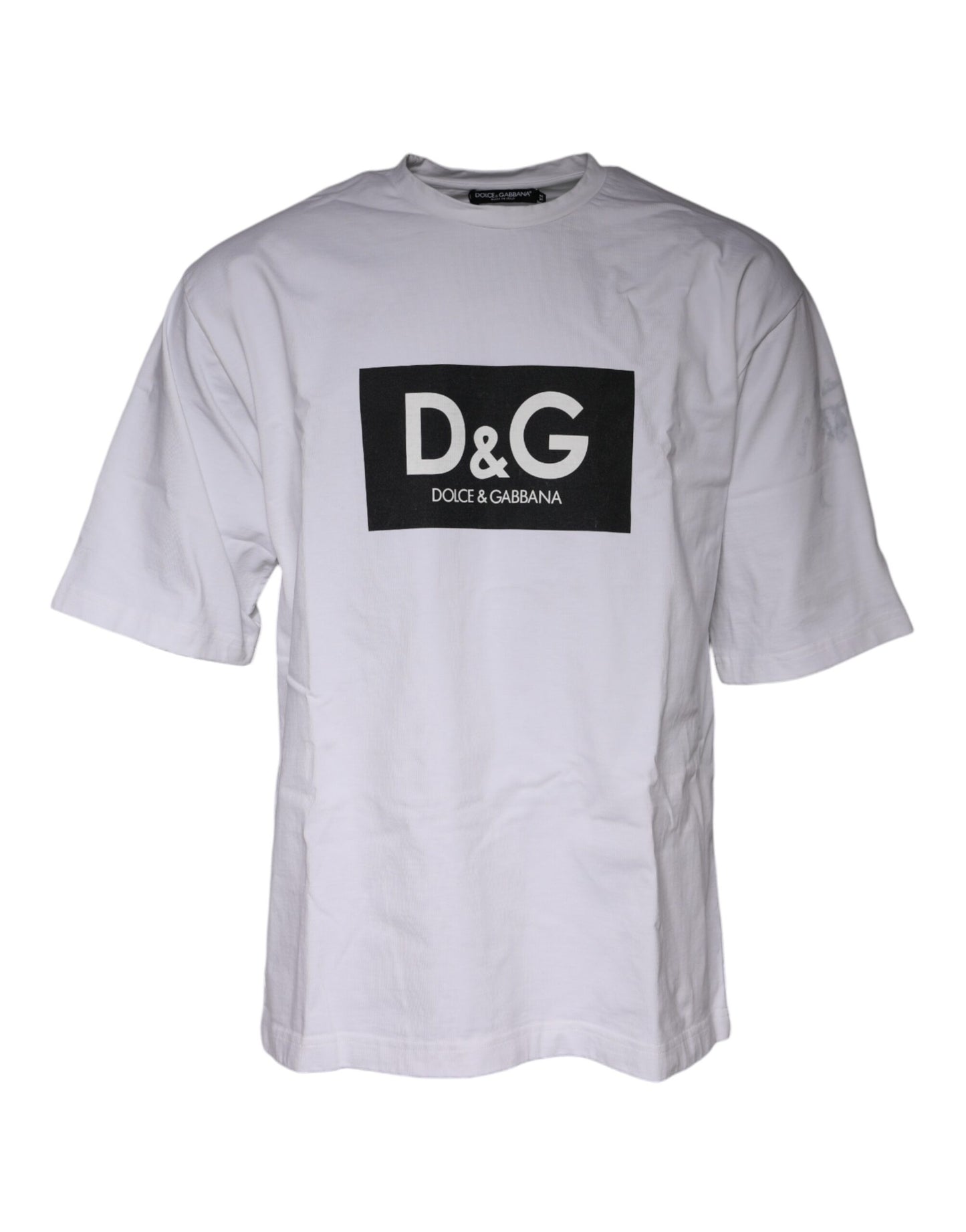 Dolce &amp; Gabbana – Weißes Baumwoll-T-Shirt mit Rundhalsausschnitt und Logo-Print