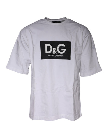 Dolce &amp; Gabbana – Weißes Baumwoll-T-Shirt mit Rundhalsausschnitt und Logo-Print