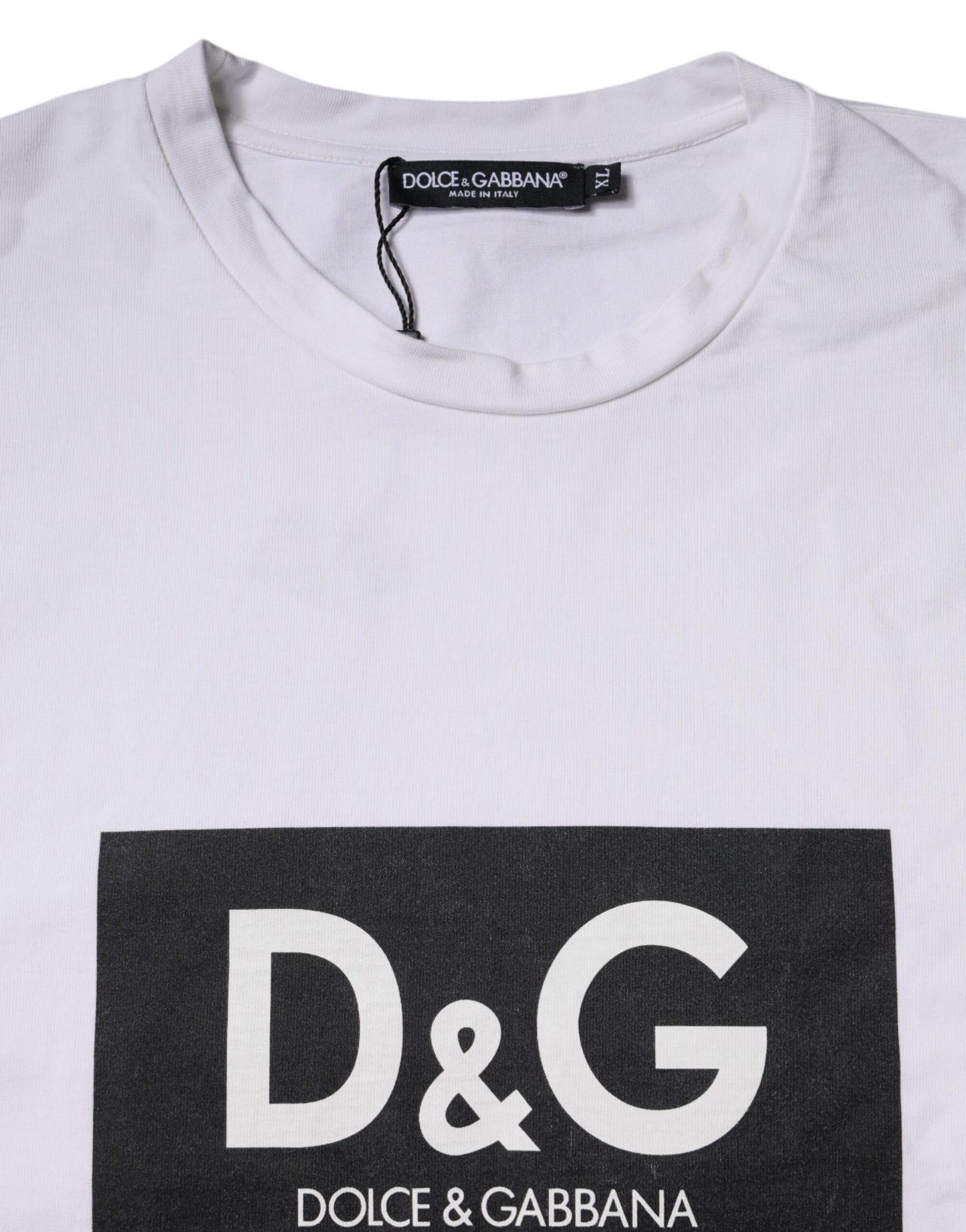 Dolce &amp; Gabbana – Weißes Baumwoll-T-Shirt mit Rundhalsausschnitt und Logo-Print