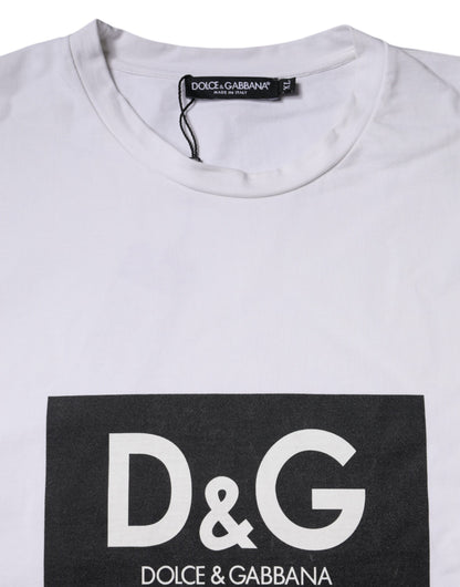 Dolce &amp; Gabbana – Weißes Baumwoll-T-Shirt mit Rundhalsausschnitt und Logo-Print