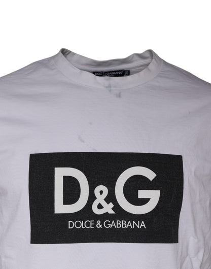 Dolce &amp; Gabbana – Weißes Baumwoll-T-Shirt mit Rundhalsausschnitt und Logo-Print