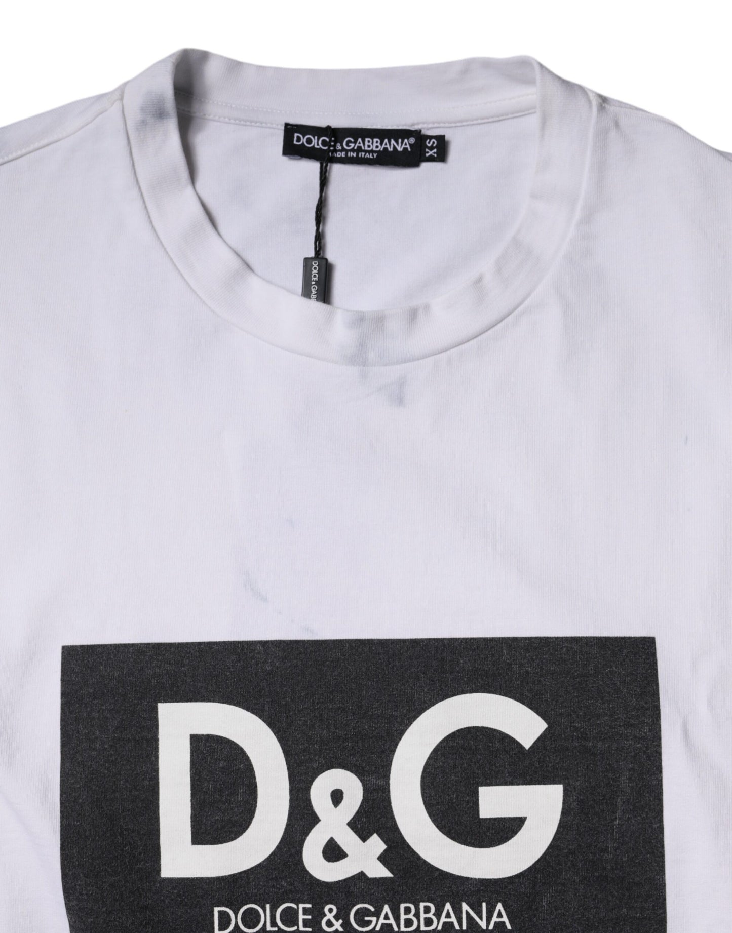 Dolce &amp; Gabbana – Weißes Baumwoll-T-Shirt mit Rundhalsausschnitt und Logo-Print