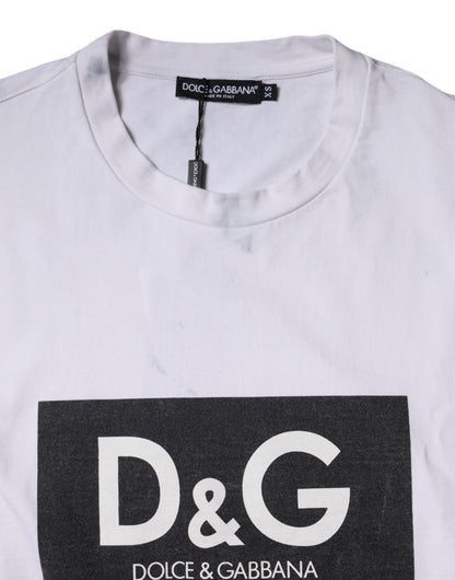 Dolce &amp; Gabbana – Weißes Baumwoll-T-Shirt mit Rundhalsausschnitt und Logo-Print
