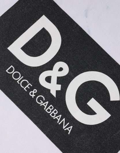 Dolce &amp; Gabbana – Weißes Baumwoll-T-Shirt mit Rundhalsausschnitt und Logo-Print